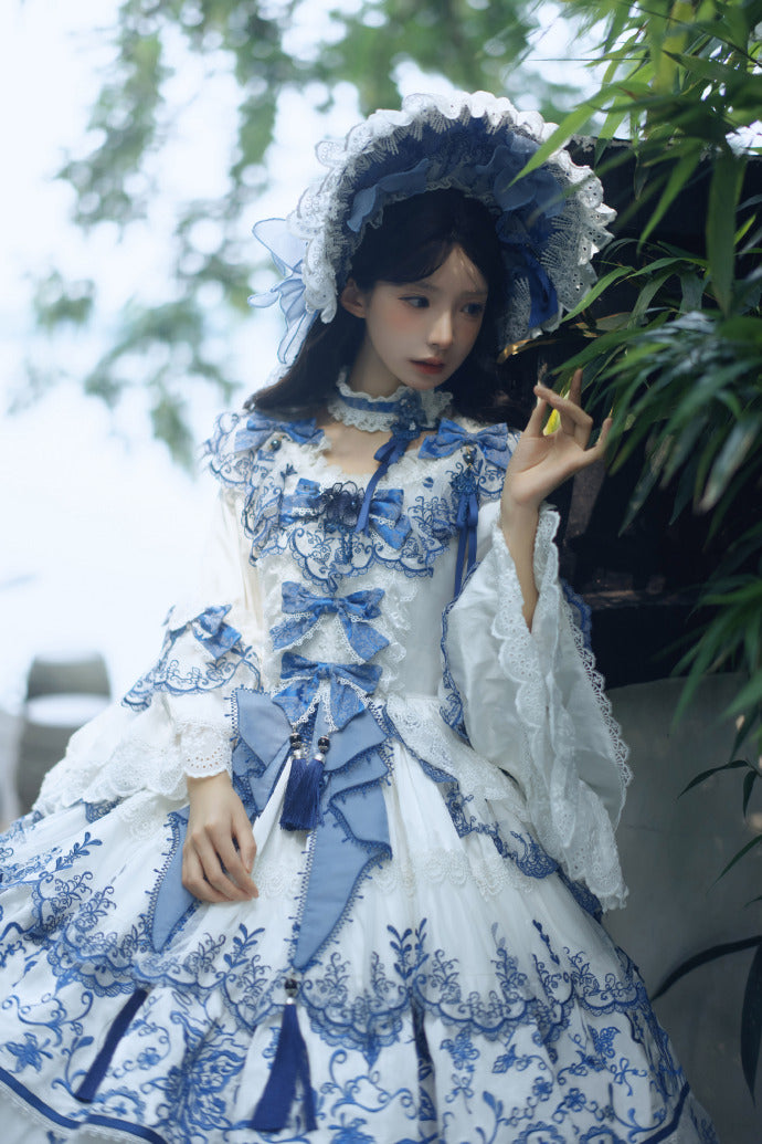 【受注予約8/27まで】 Blue and White ラグジュアリードレス・ロング丈