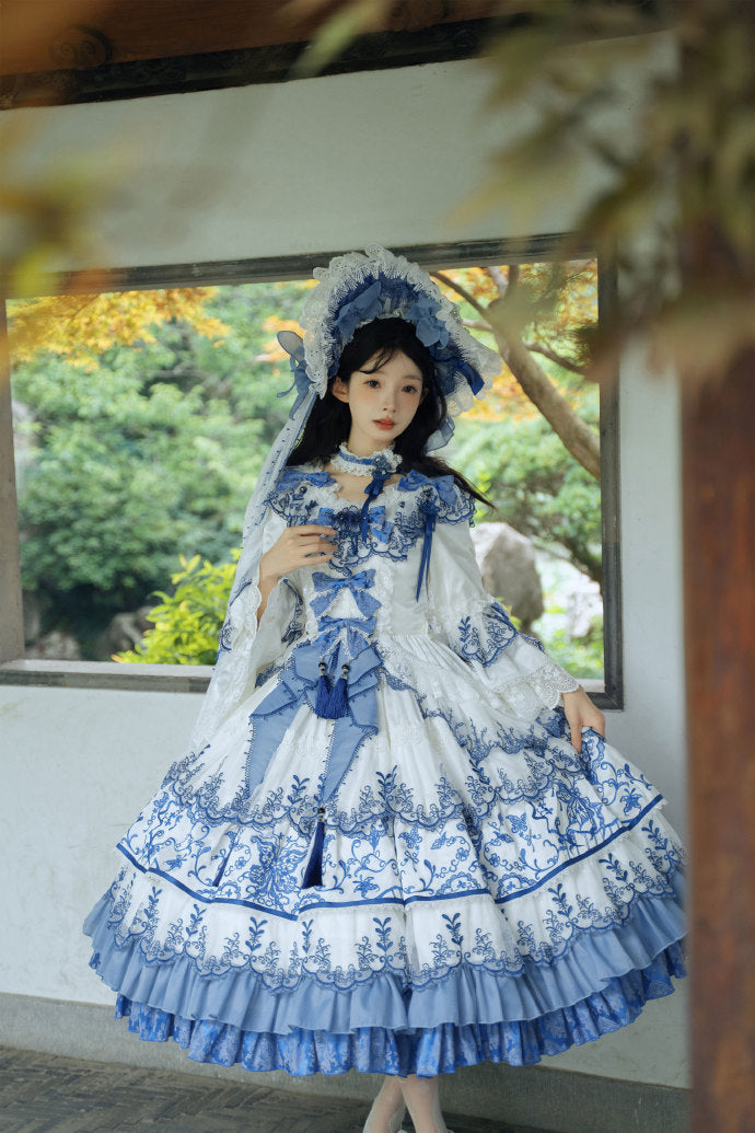 【受注予約8/27まで】 Blue and White ラグジュアリードレス・ロング丈
