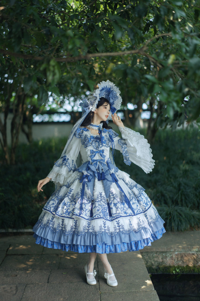 【受注予約8/27まで】 Blue and White ラグジュアリードレス・ロング丈