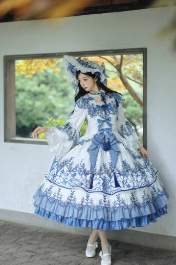 【受注予約8/27まで】 Blue and White ラグジュアリードレス・ロング丈