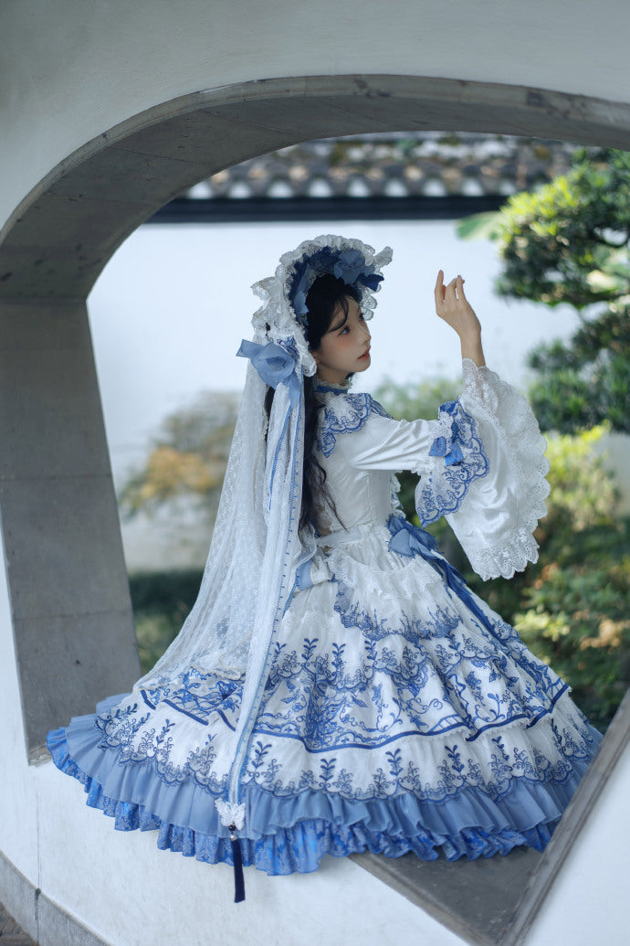 【受注予約8/27まで】 Blue and White ラグジュアリードレス・ロング丈
