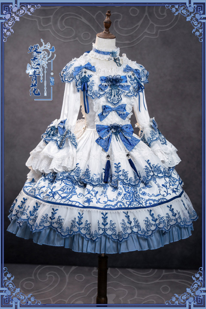 【受注予約8/27まで】 Blue and White ラグジュアリードレス・ショート丈