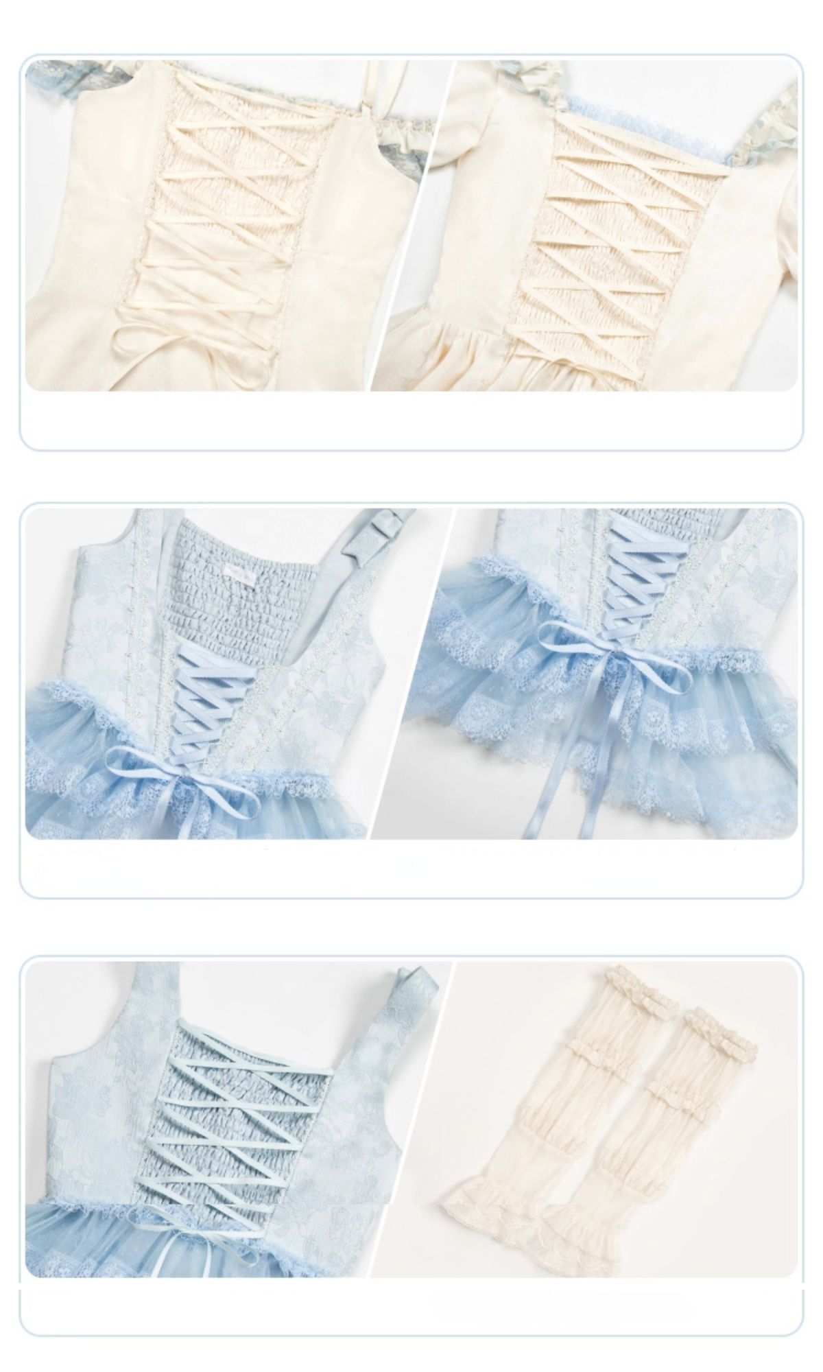 【予約販売】Sea Salt Iced Tea ライトブルージャガードワンピースセット・ショート丈