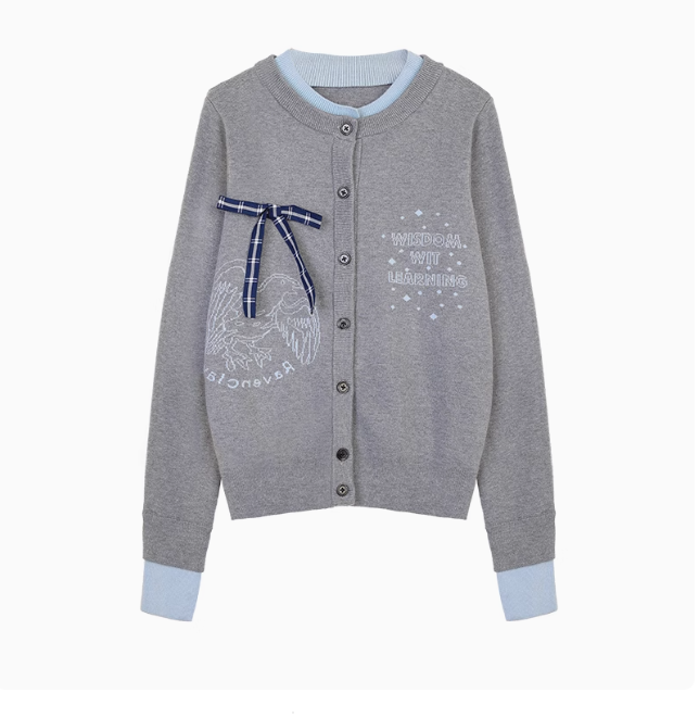 [Pre-order] Hogwarts School of Witchcraft and Wizardry Fake Layered Cardigan with Ribbon