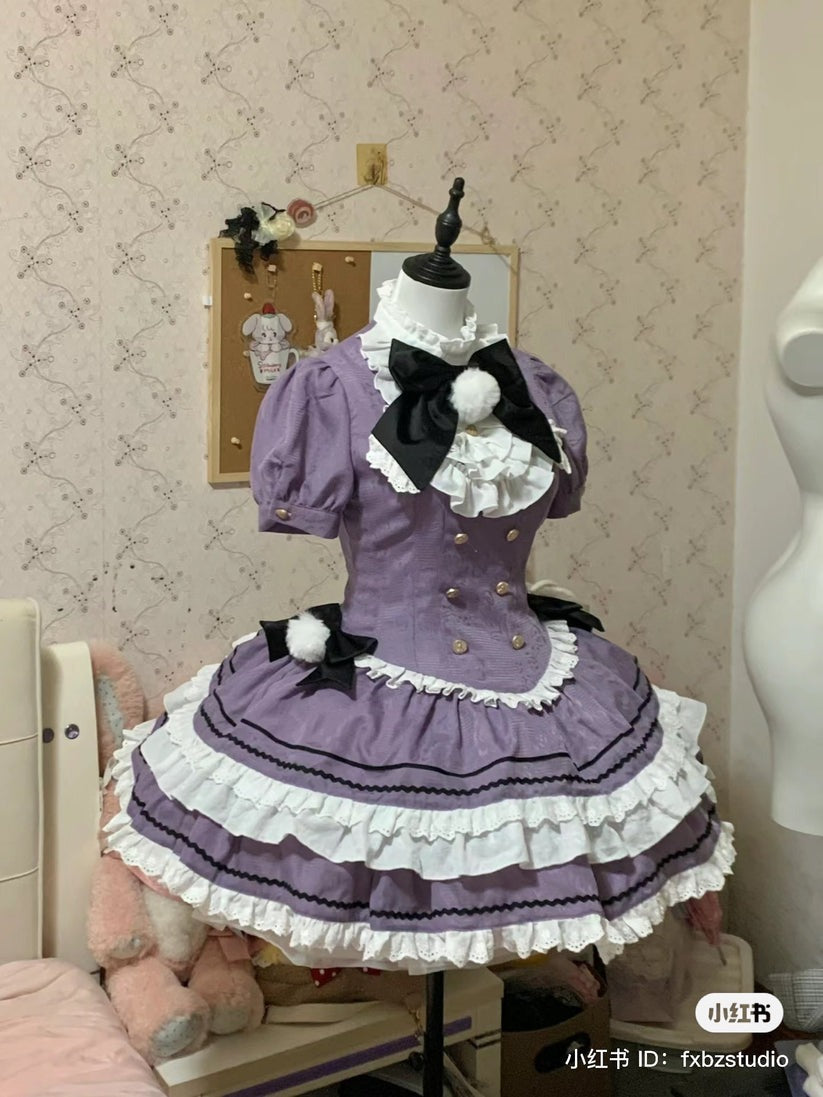 【再販・受注予約7/16まで】Fairydoll Maid ミニ丈半袖ワンピース エプロン・ドロワーズ付き