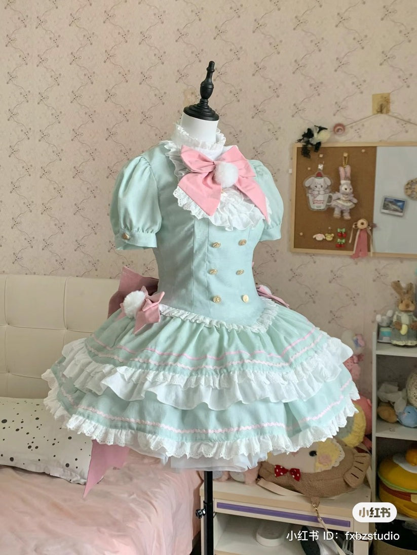 【再販・受注予約7/16まで】Fairydoll Maid ミニ丈半袖ワンピース エプロン・ドロワーズ付き