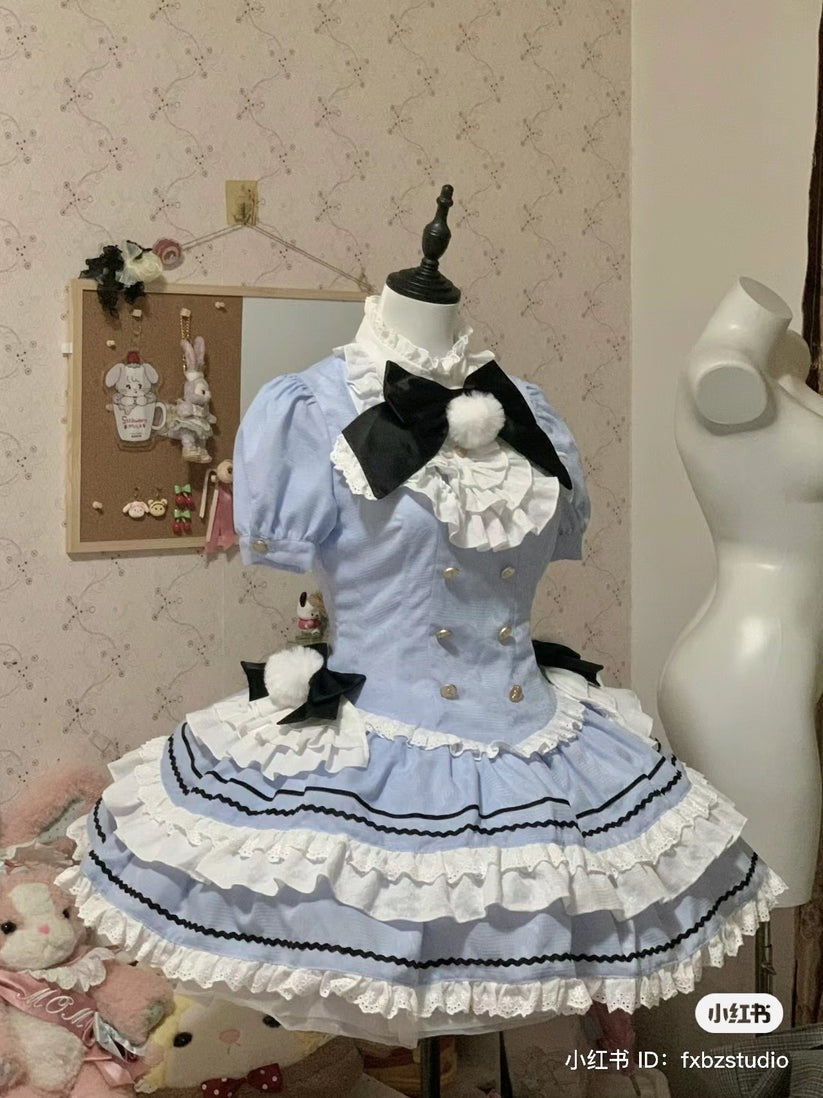 【再販・受注予約7/16まで】Fairydoll Maid ミニ丈半袖ワンピース エプロン・ドロワーズ付き