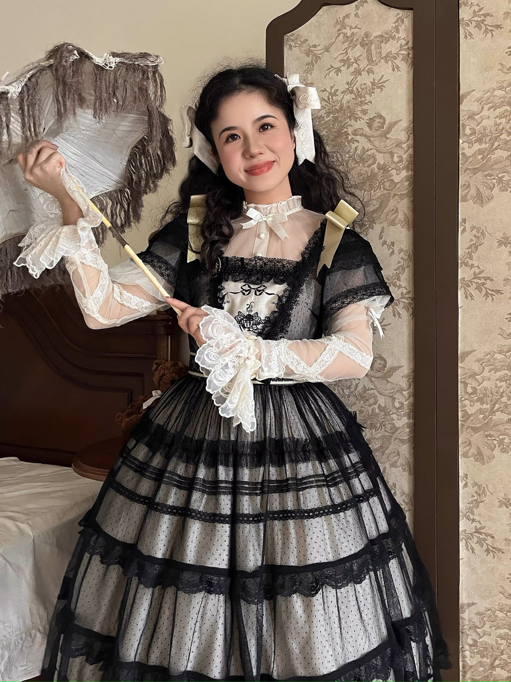 Afternoon Tea Party Embroidered Polka Dot Tulle Dress