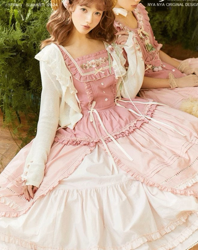 [Sale period ended] PEACH TREE embroidered jumper skirt