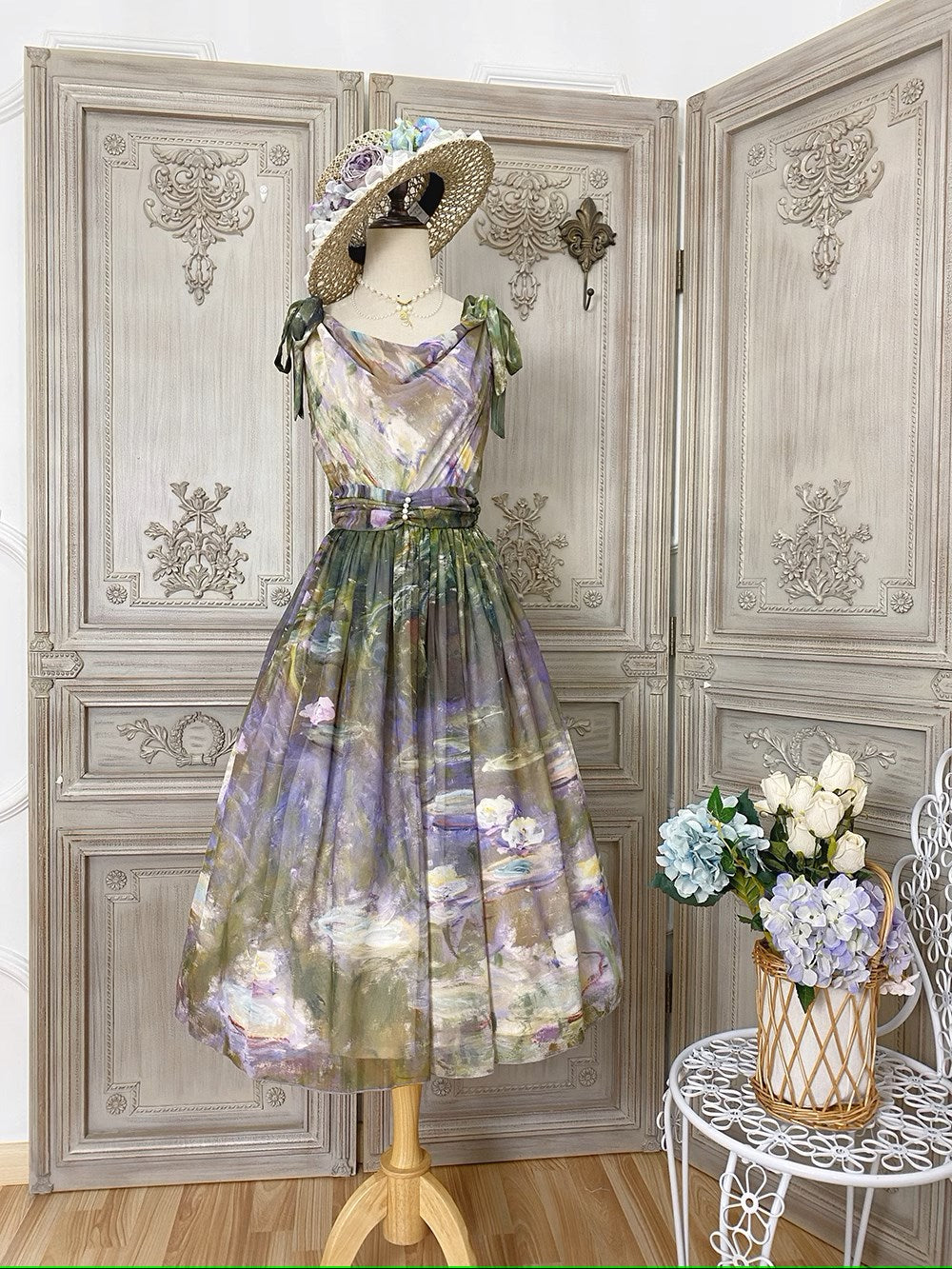 【予約販売】Elegance Greek 油彩画風プリントジャンパースカート