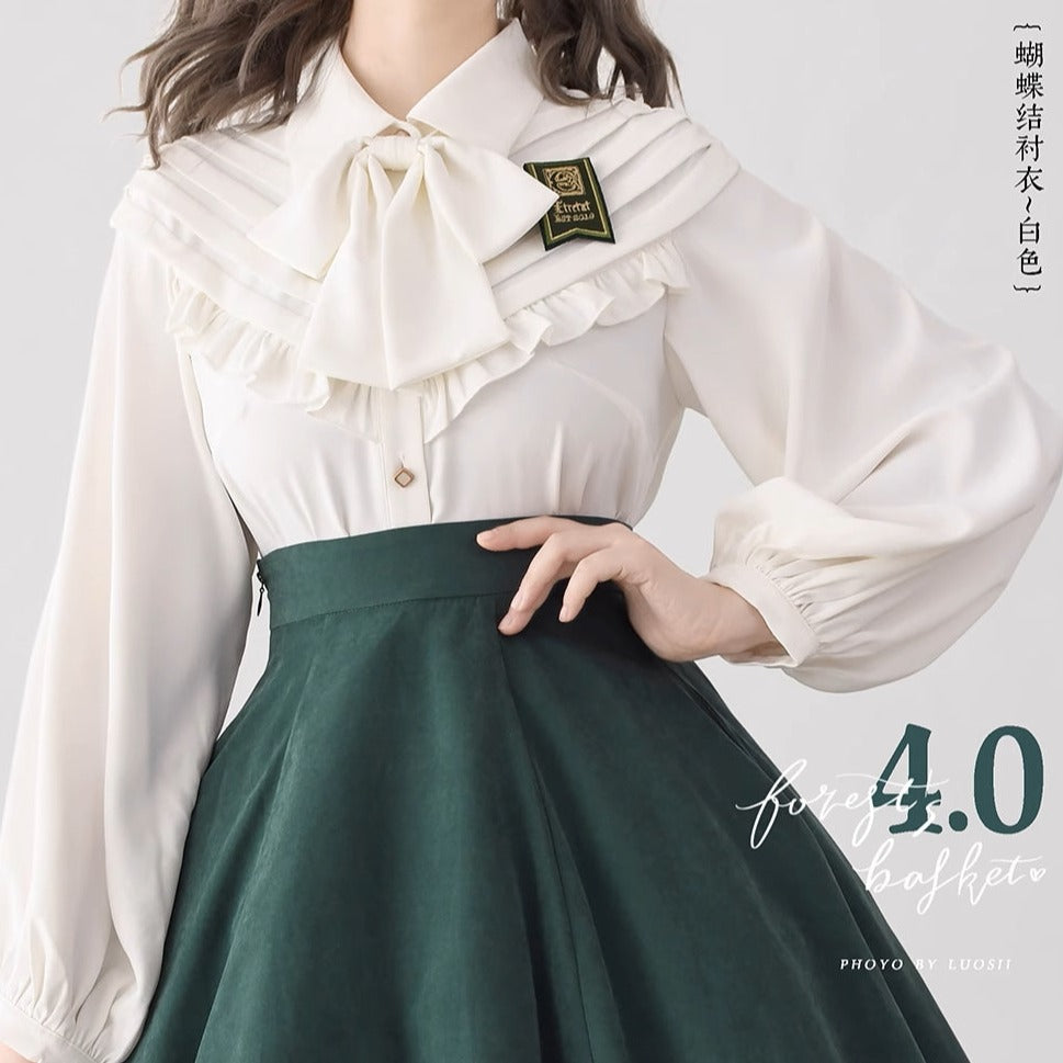 [Pre-order] Forest Basket 4.0 Ribbon Tie Blouse [20% off when purchased together]