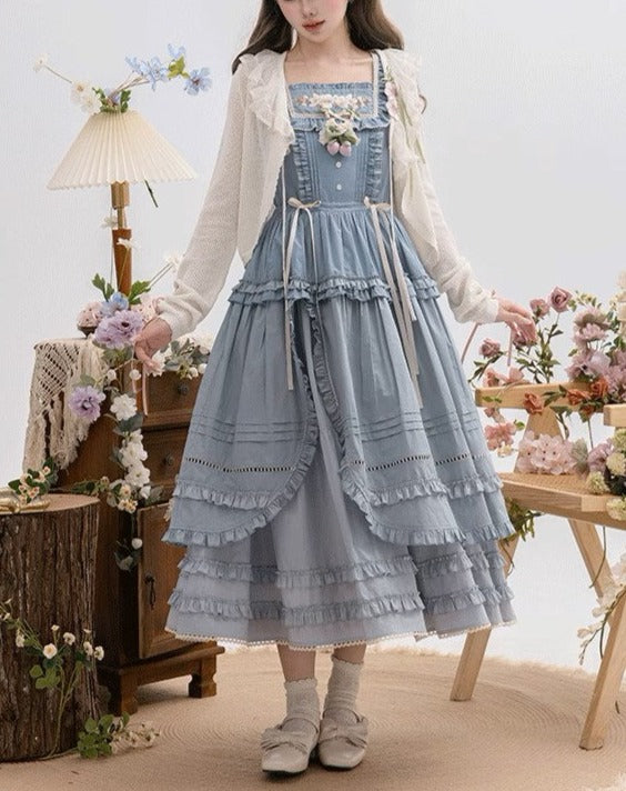 [Sale period ended] PEACH TREE embroidered jumper skirt