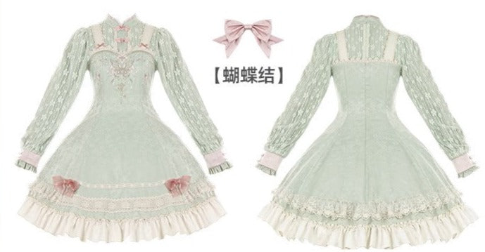 長安の詩 レースと刺繍の華ロリ長袖ワンピース