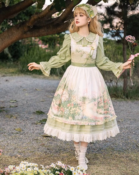 [Resale/Pre-orders available until 2/12] Fragrant Grass Print Jumper Skirt
