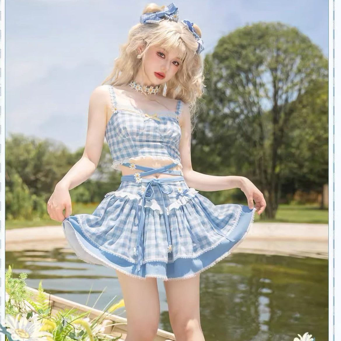 [Sale period ended] Daisy and Sky gingham check camisole and miniskirt