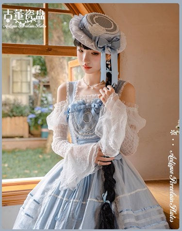 Antique Porcelain Plates Layered Jumper Skirt