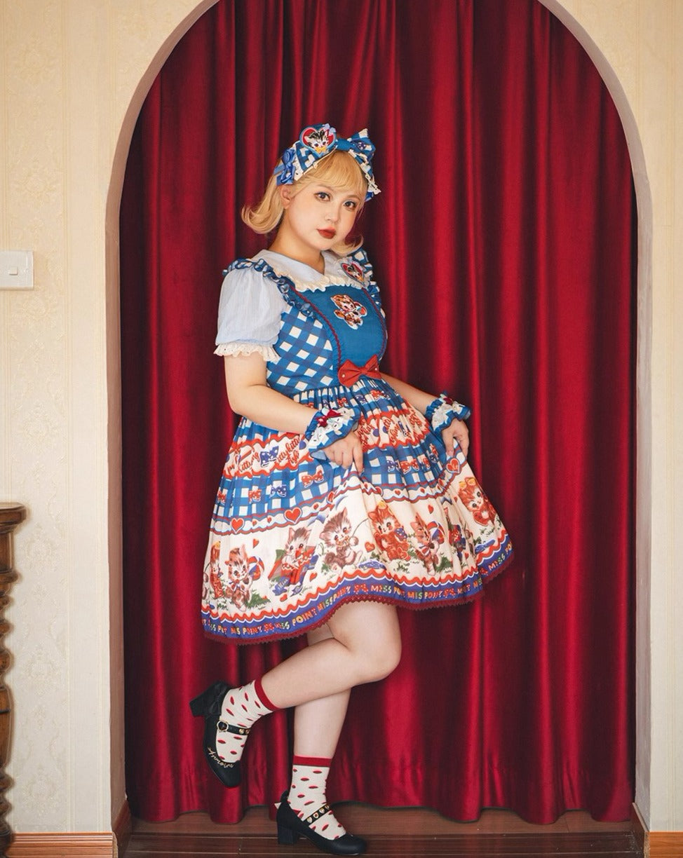 【予約販売】Sweet Kittyレトロフライングスリーブジャンパースカート