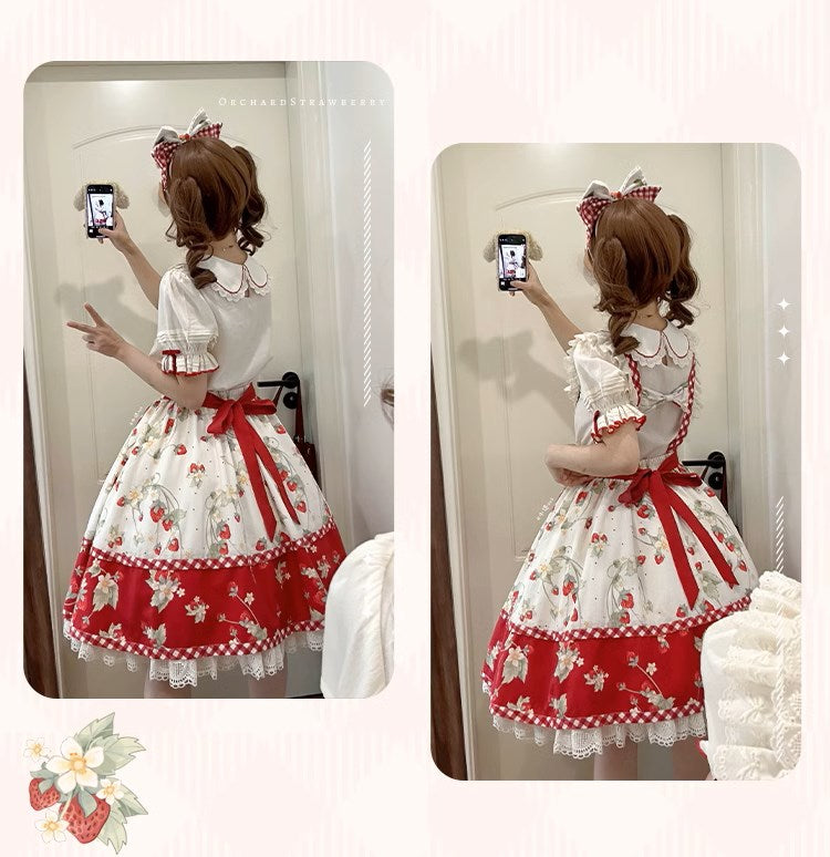 Strawberry Orchard Strawberry Suspender Skirt
