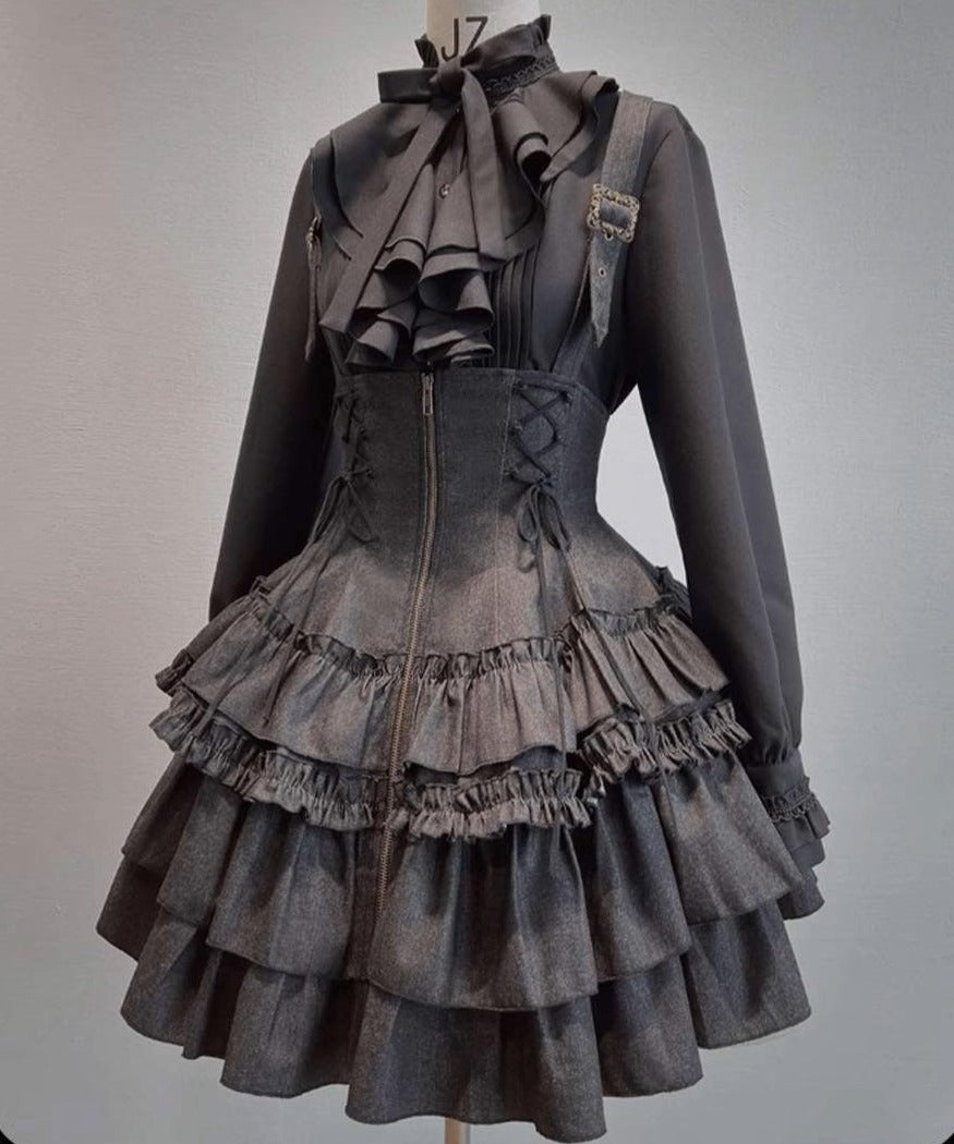 【受注予約3/10まで】Rose Heart ティアードミニ丈ジャンパースカート