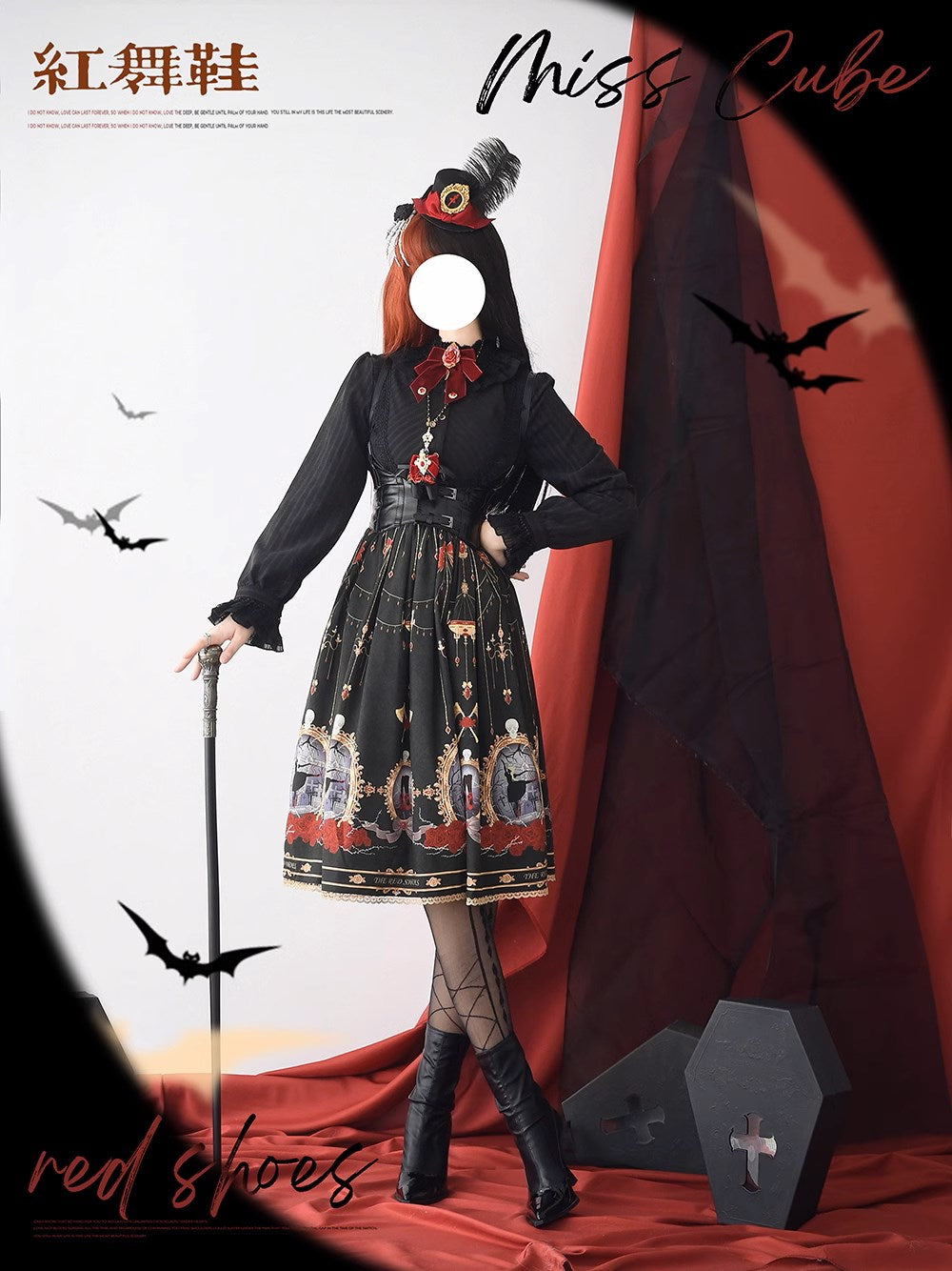 The Red Shoes Gothic Lolita Print Skirt