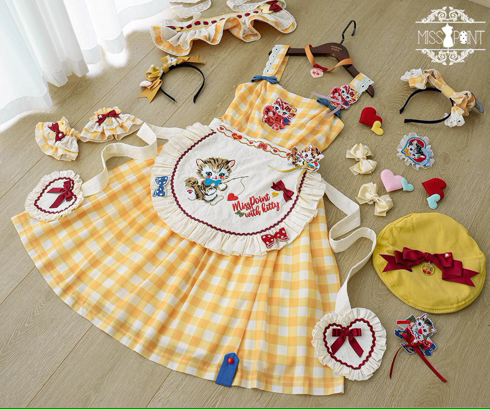 【予約販売】Sweet Kittyレトロシンプルジャンパースカート