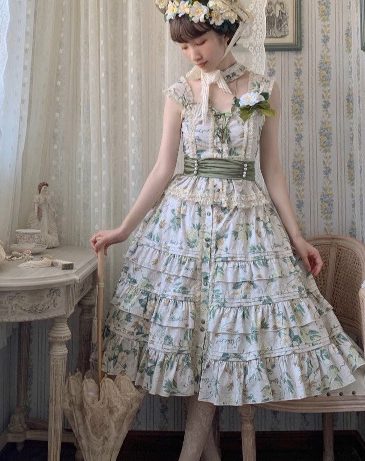 Camellia and Pearl プリントノースリーブトップス