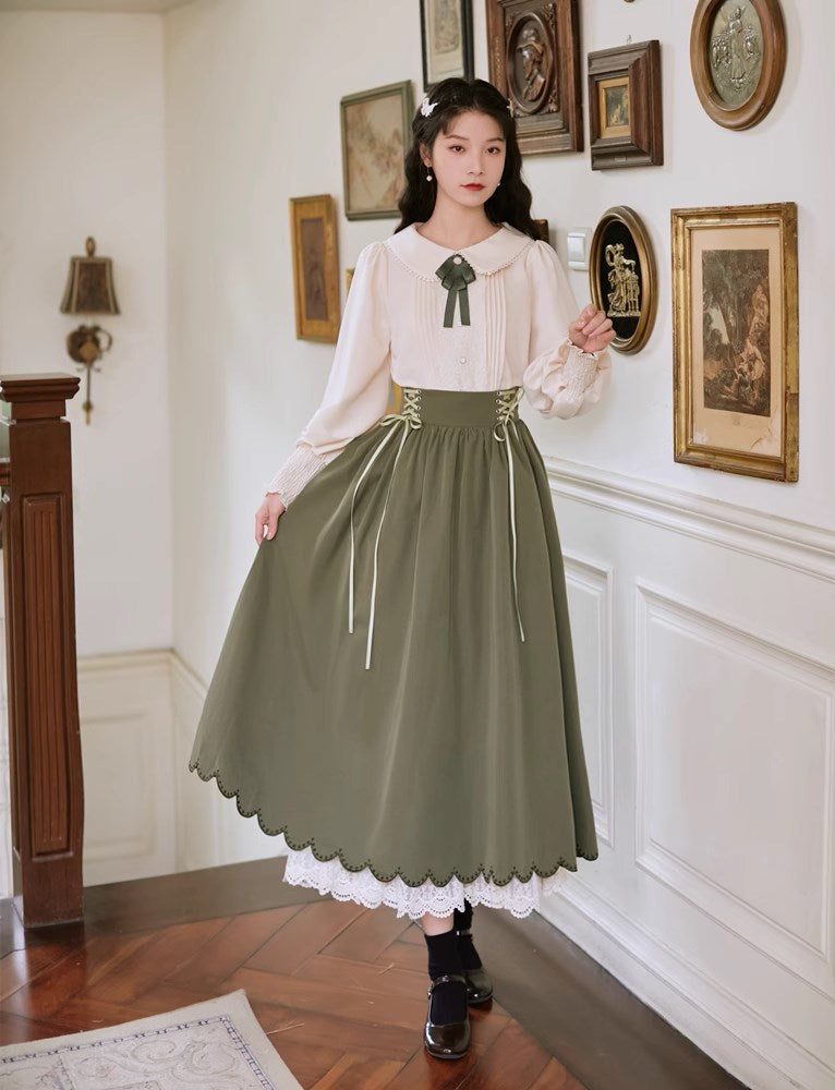 Lady-style retro classical setup [Long sleeve type] Total 5 colors