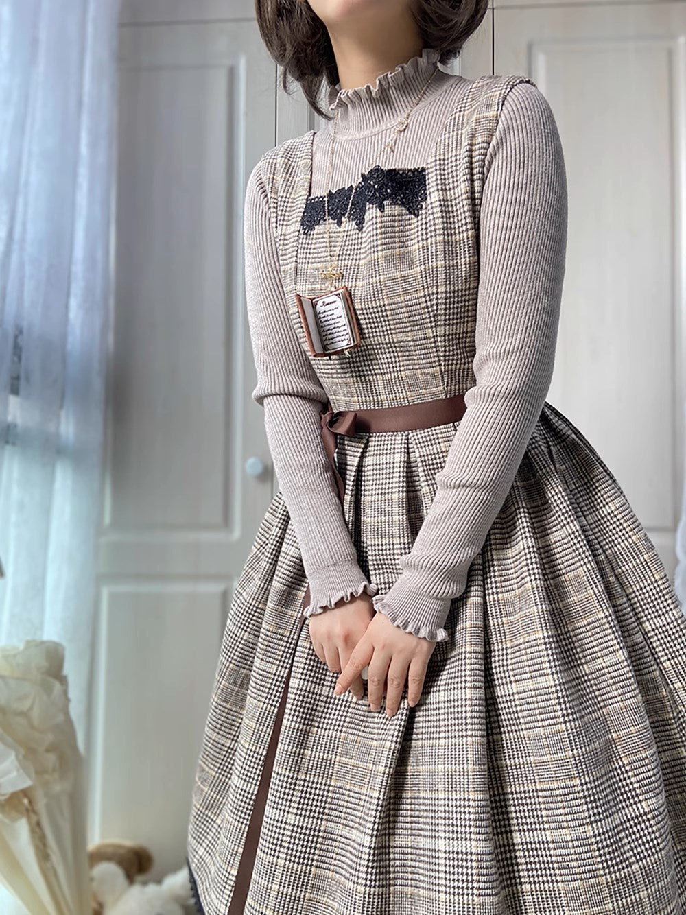 Earl Gray checked jumper skirt