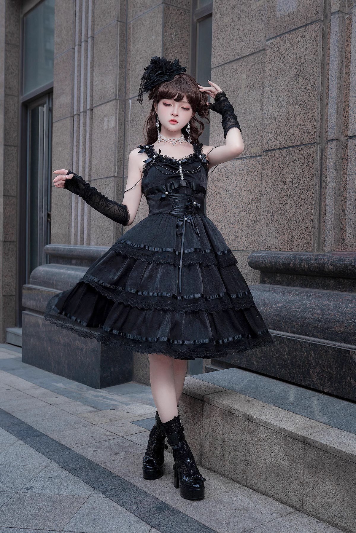 Romantic Party Black and White Tiered Jumperskirt