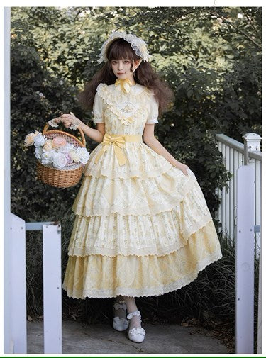 Cream yellow floral jumper skirt