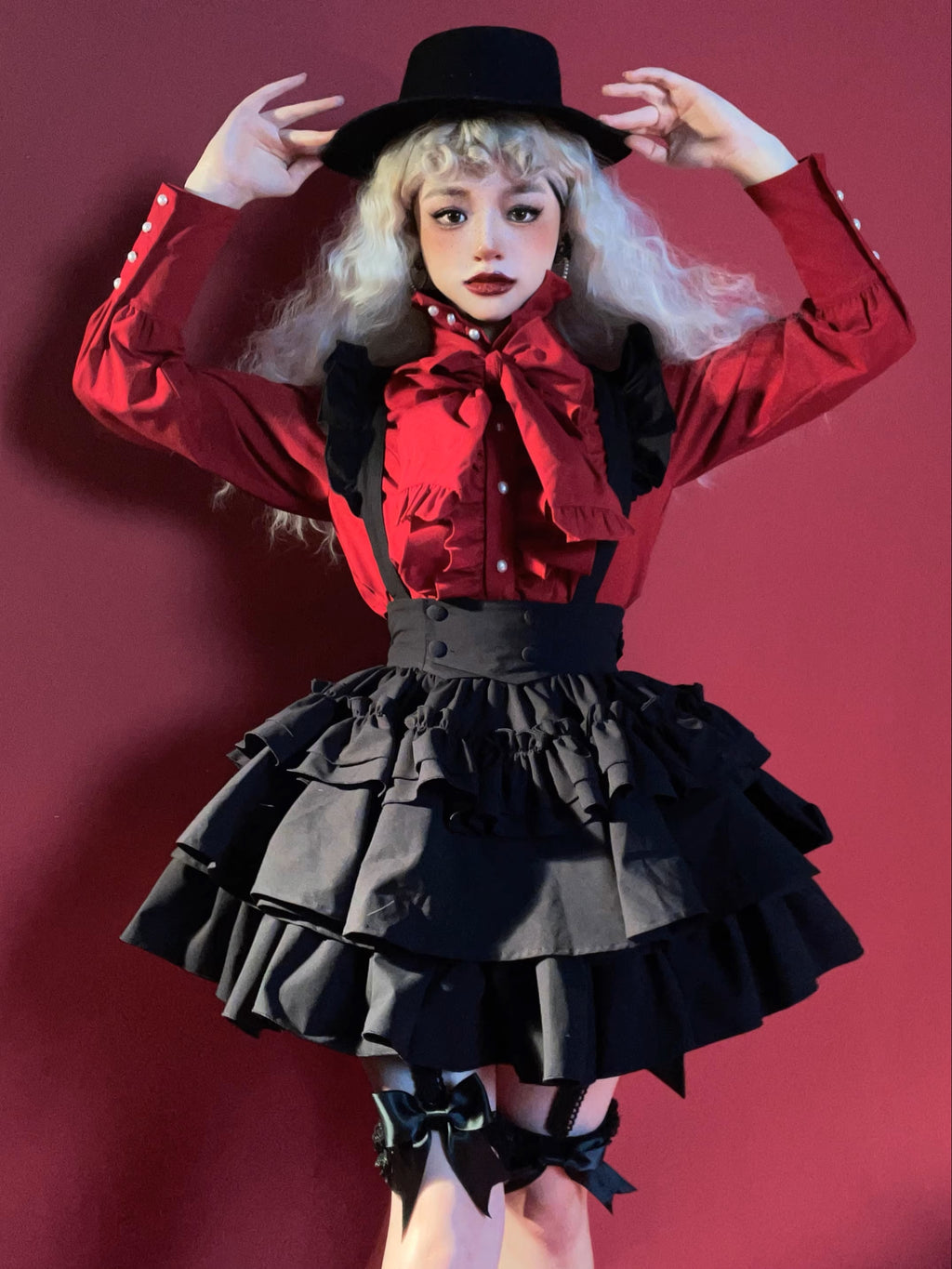 Doll's House Ribbon tie ruffle blouse 5 colors