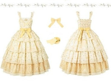 Cream yellow floral jumper skirt