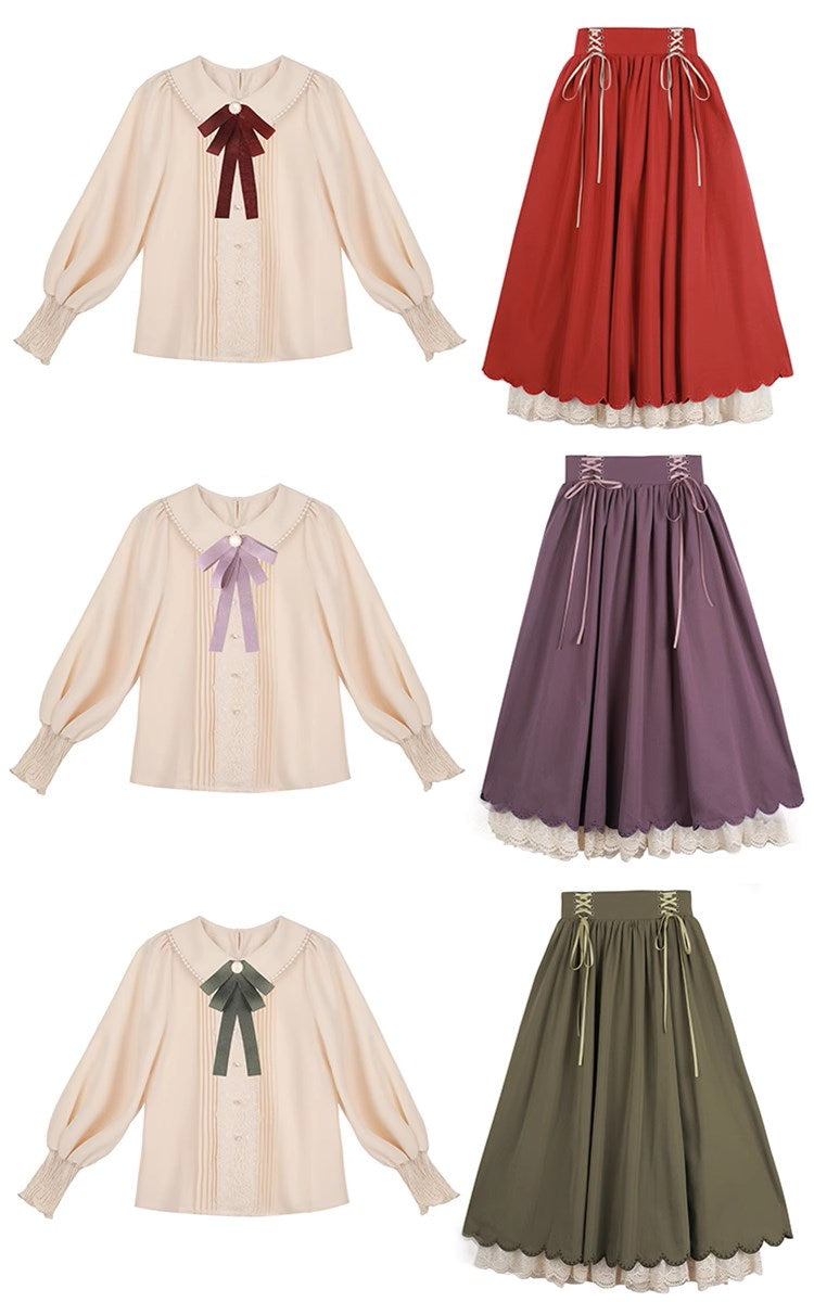 Lady-style retro classical setup [Long sleeve type] Total 5 colors
