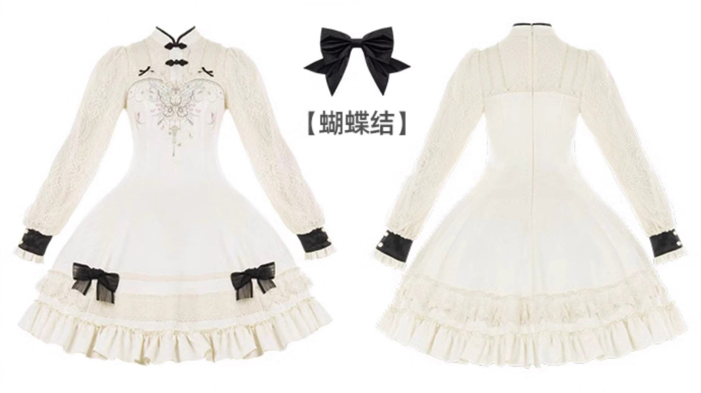 Poetry of Chang'an - Flower loli long-sleeved dress with lace and embroidery