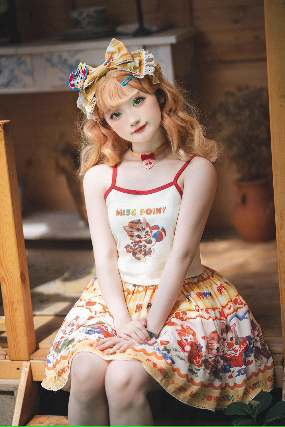 [Pre-order] Sweet Kitty Retro Print Camisole