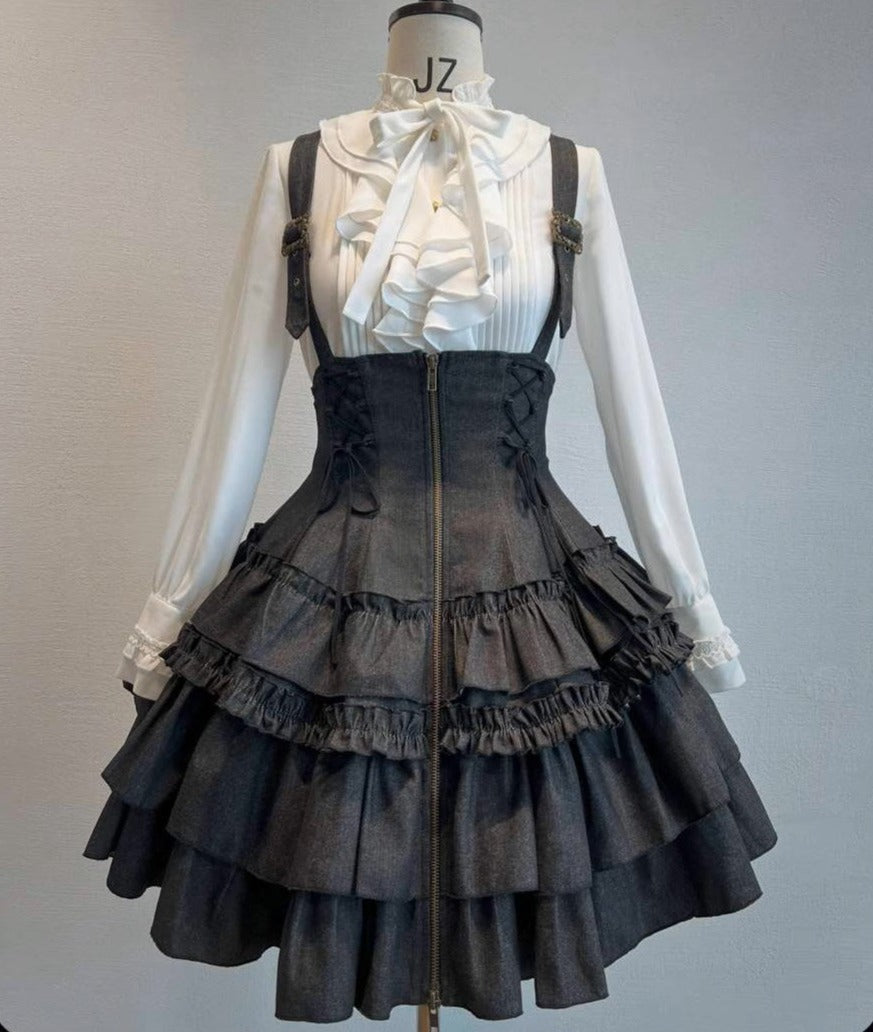 【受注予約3/10まで】Rose Heart ティアードミニ丈ジャンパースカート