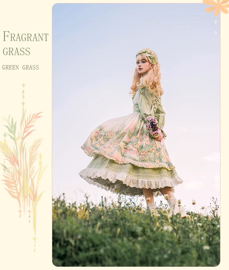 [Resale/Pre-orders available until 2/12] Fragrant Grass Print Jumper Skirt