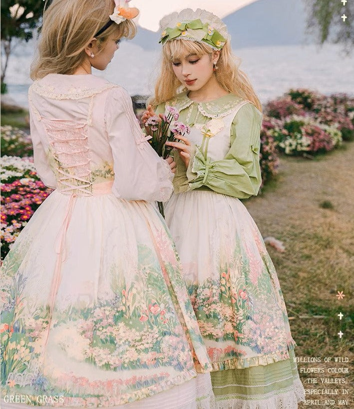 [Resale/Pre-orders available until 2/12] Fragrant Grass Print Jumper Skirt