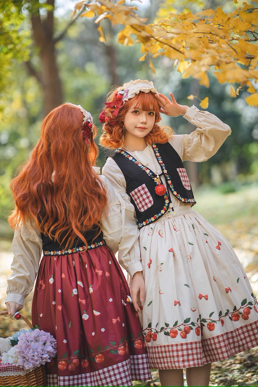 【予約販売】Apple Garden バイエルン風2wayサロペットスカート