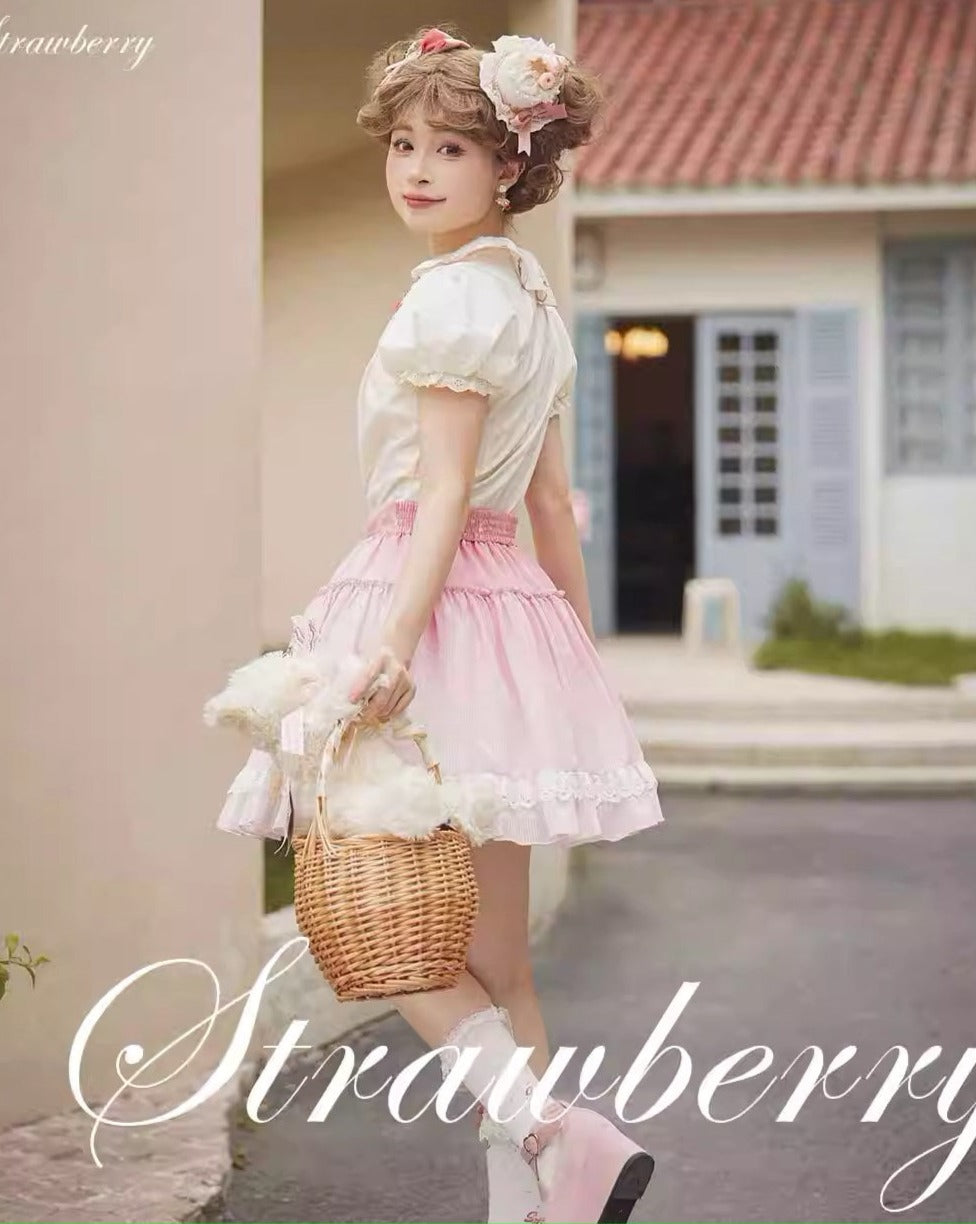 Strawberry Chiffon Skirt [Heart type &amp; Print type]