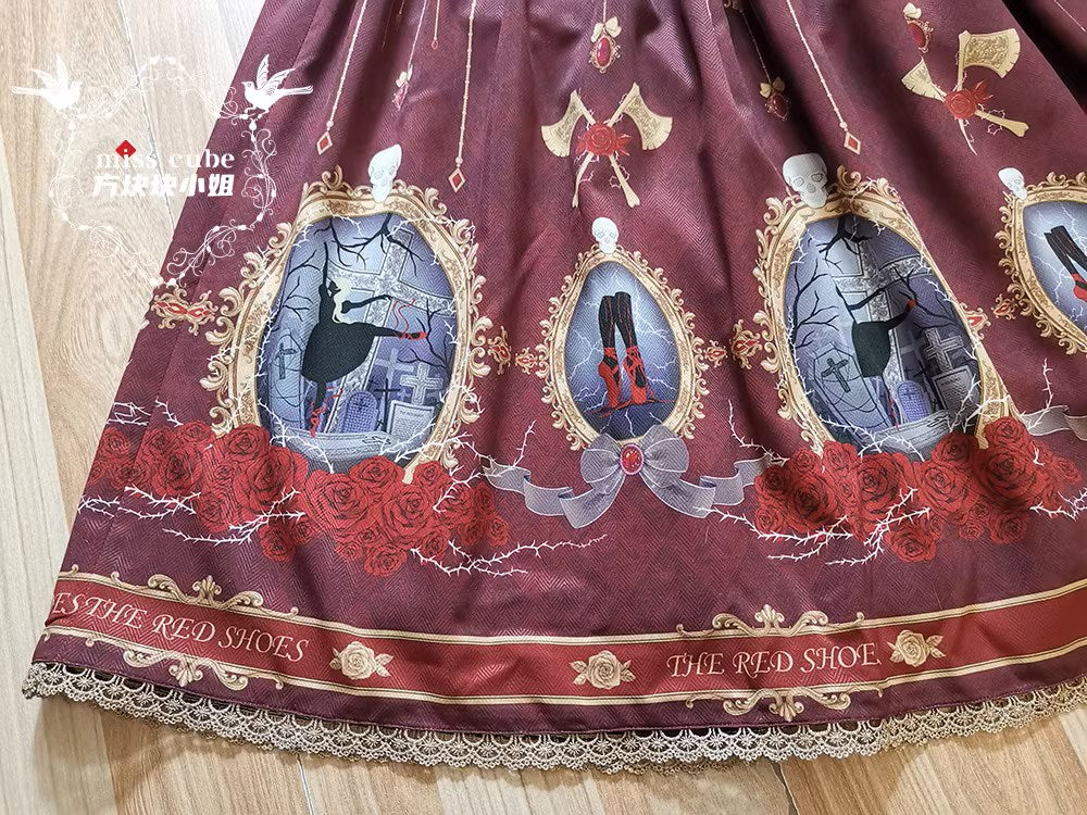 The Red Shoes Gothic Lolita Print Skirt