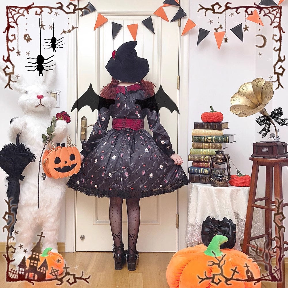 【予約販売】Clown Revival Night 蝙蝠襟の長袖ワンピース