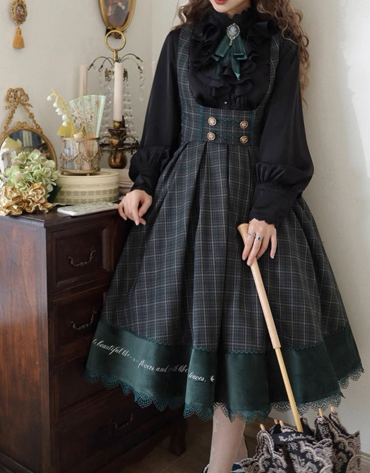 Fontainebleau checkered high waist jumper skirt
