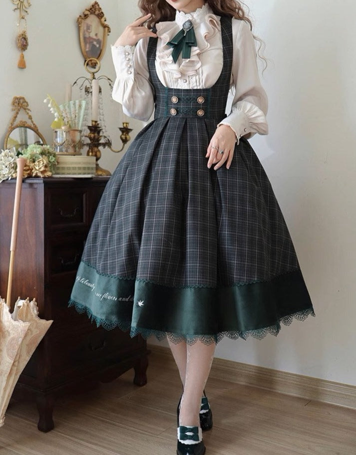 Fontainebleau checkered high waist jumper skirt