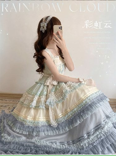 Rainbow Cloud Gradient Jumper Skirt