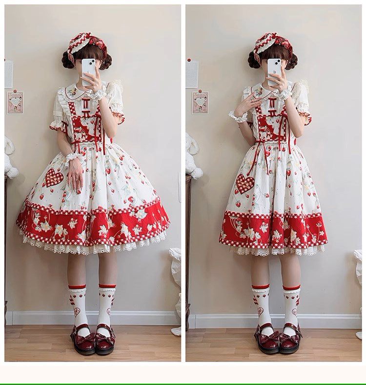 Strawberry Orchard Strawberry Suspender Skirt