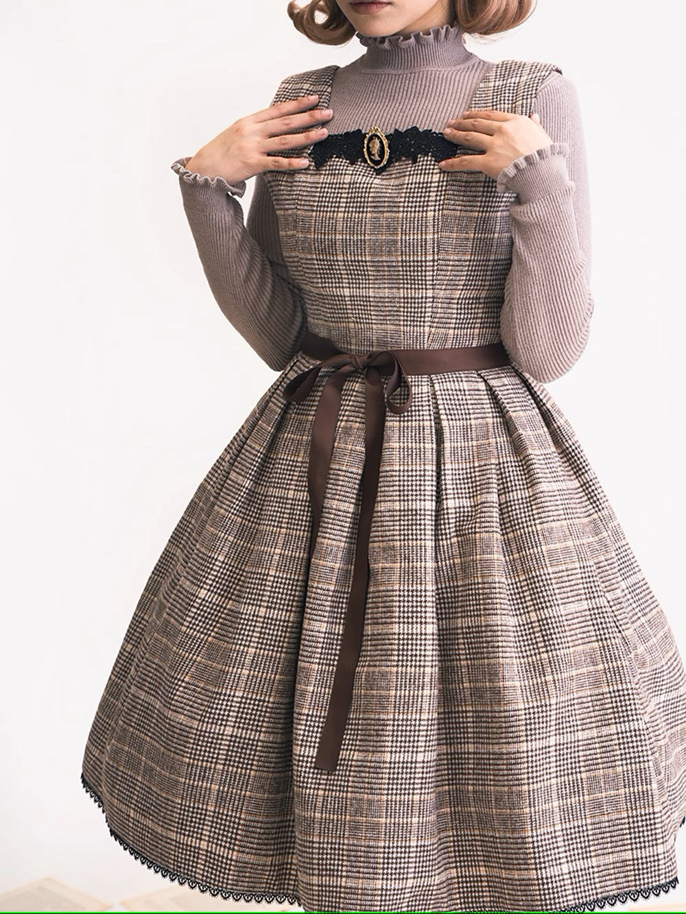 Earl Gray checked jumper skirt