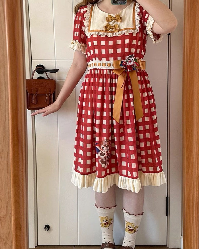 [Pre-order] Sweet Kitty Retro Casual Dress