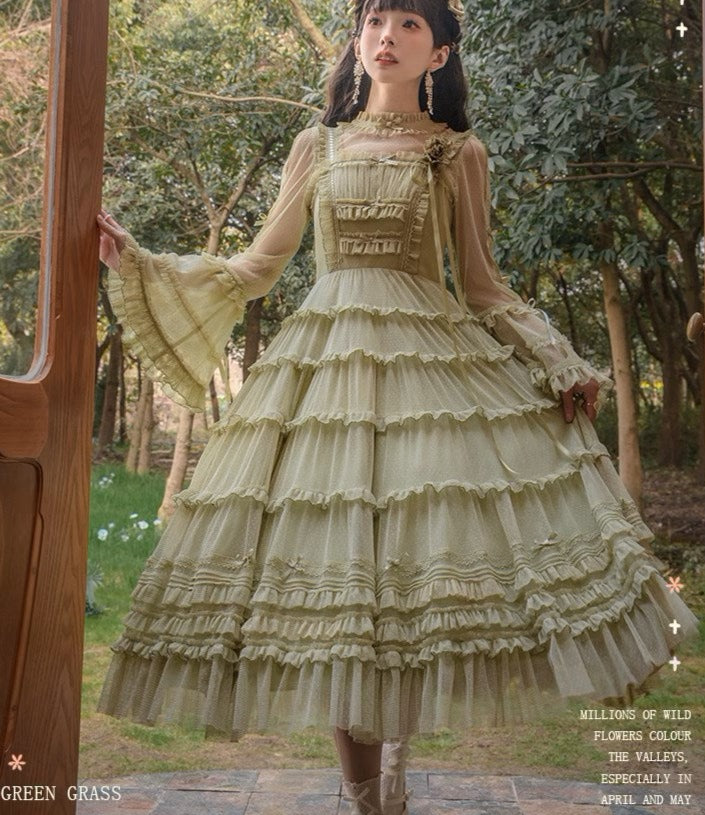 【再販・受注予約2/12まで】Fragrant Grass ドットチュールジャンパースカート
