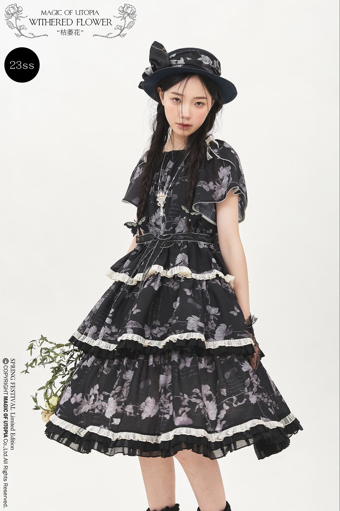 Withered Flowers 3 Tiered Dress